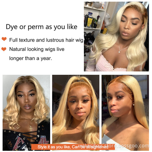 100% Mink Raw Virgin Cuticle Aligned Brazilian Blonde Lace Frontal Wig Human Hair 613 transparent Lace Front Wigs With Baby Hair
